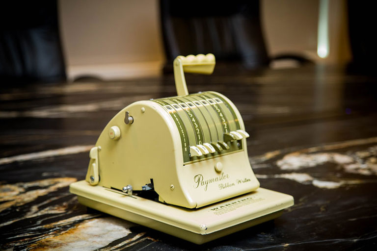 payment processing machine on table